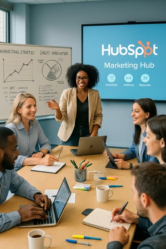 Profissionais de marketing analisando métricas
