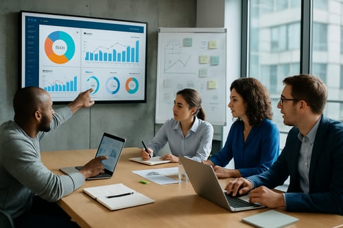 Marketing and Sales team reviewing dashboard
