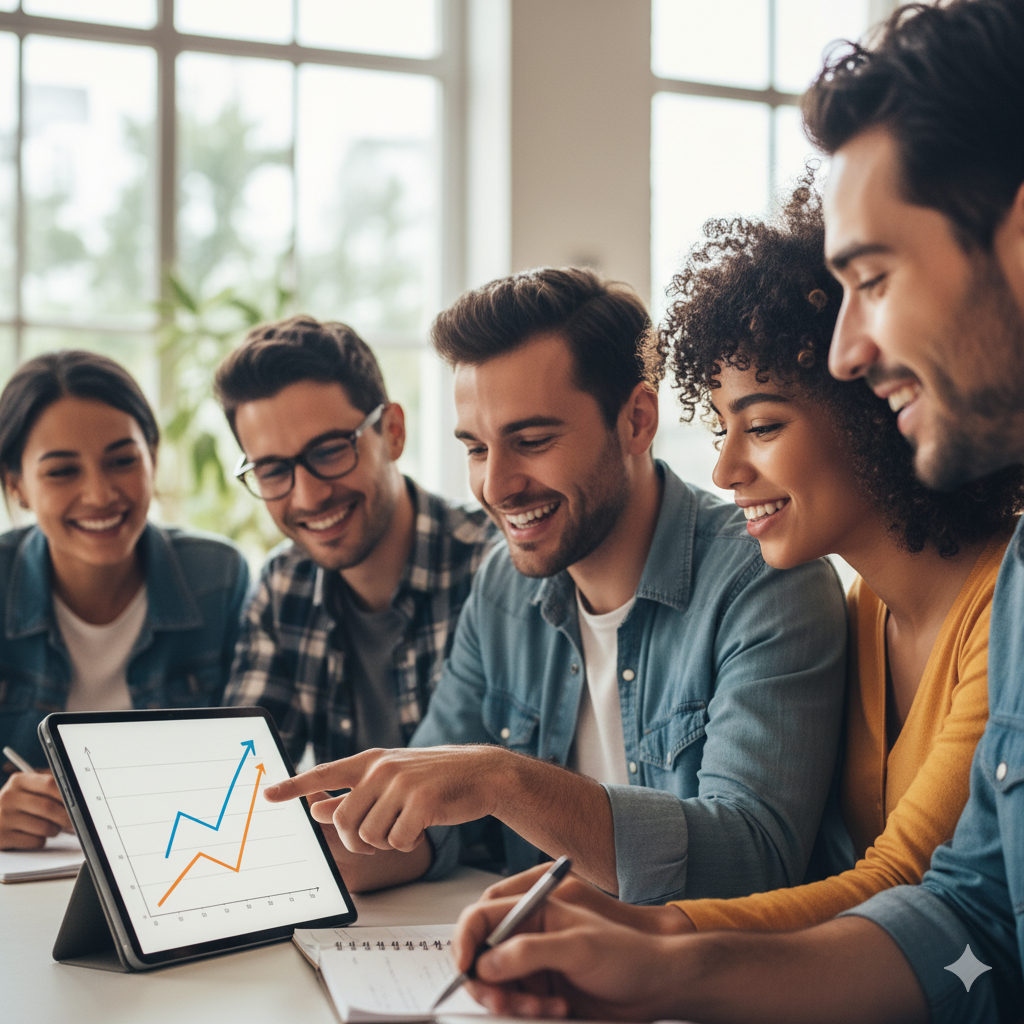 jovens conversam sobre educação financeira